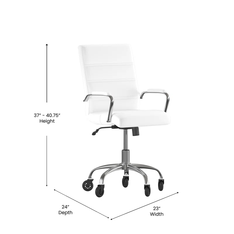 Flash Furniture Mid-Back Executive Swivel Office Chair with Arms, and Transparent Roller Wheels