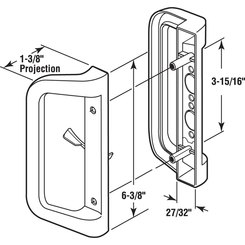 Diecast, White, Mortise Style Sliding Door Handle Set (Single Pack)