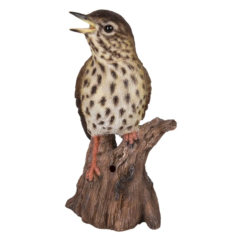 Songbird Standing on Stump Statue