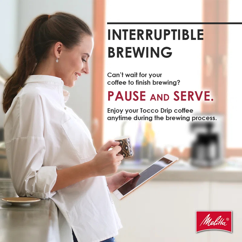 Melitta MCM010PULBK1 Melitta Aroma Tocco 8-cup Drip Coffee Maker With Thermal Carafe And Touch Control Display