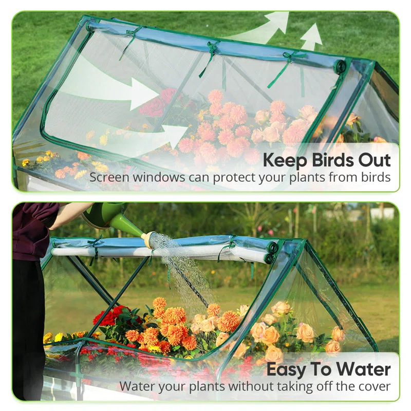 UNIVERSAL WINDOW SOLUTIONS Walk-In Tunnel Greenhouse, Garden Green House With Roll-Up Door And Windows, PE Cover, Plant Growing House For Patio Backyard Garden