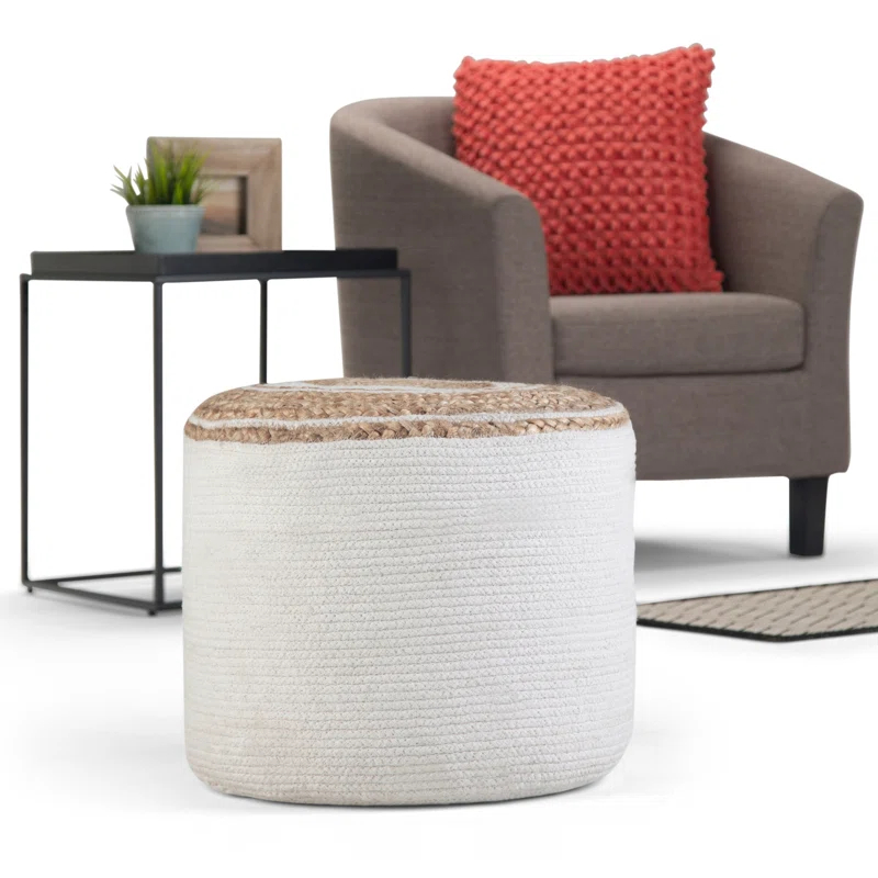 Simpli Home Serena Upholstered Pouf