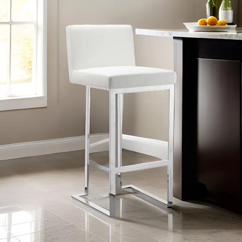 Orren Ellis Christain Upholstered Counter Stool with Metal Frame