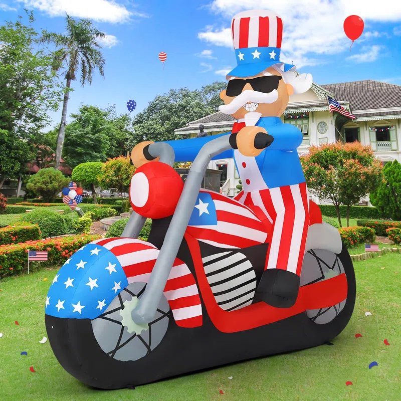 GOOSH Independence Day Inflatable 5.9 FT 4th of July Inflatables Uncle Sam Decor with LED Lights