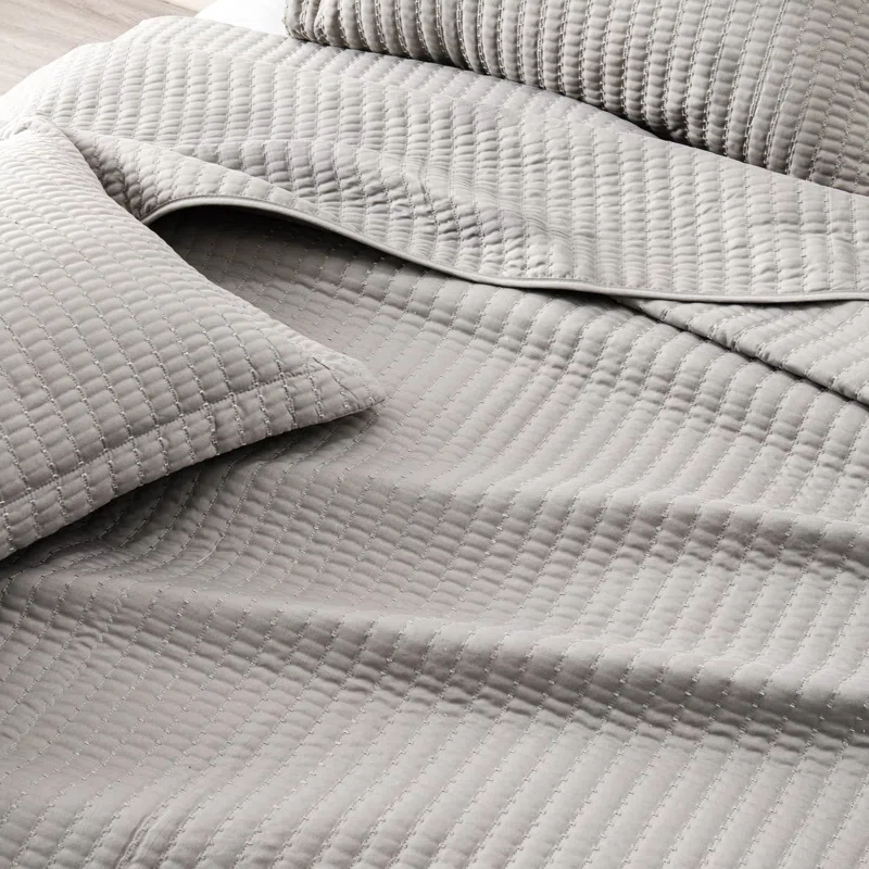 FreshFolds Modern & Contemporary Stripe Stitched Quilt Set with Shams