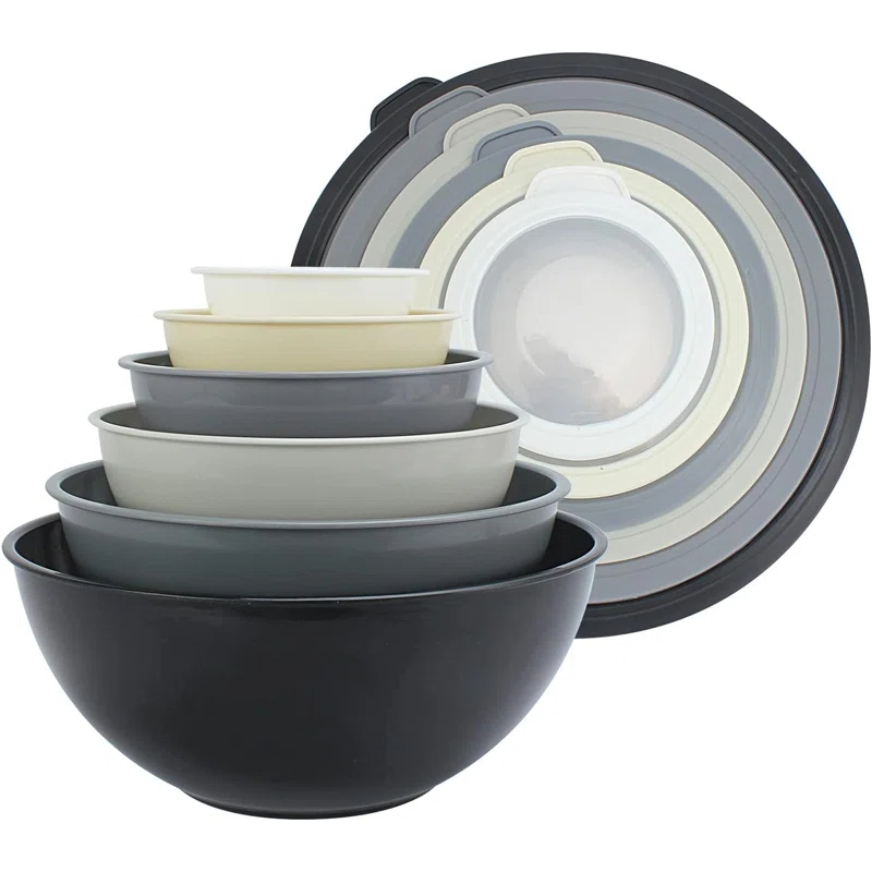 WRIWON 12 Piece Nesting Bowls Set includes 6 Prep Bowls and 6 Lids