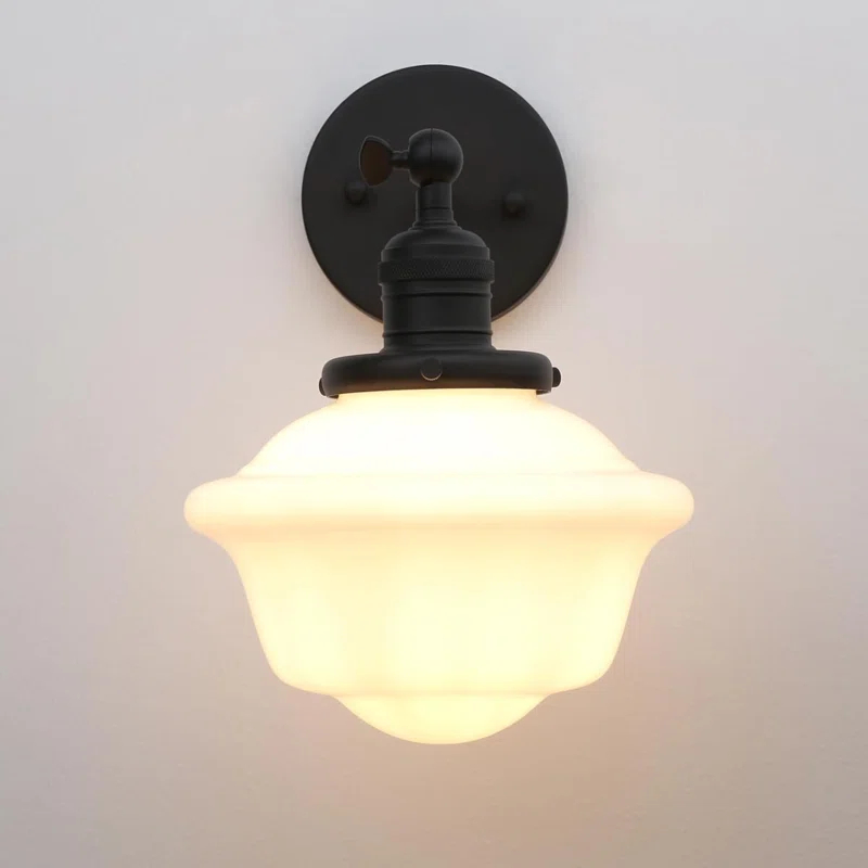 Wall Sconce Lamp With Milk White Glass Shade