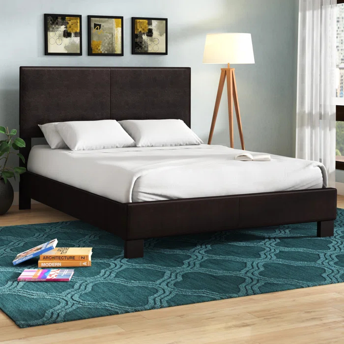 Winston Porter Bernhilde Upholstered Queen Panel Bed Dark Brown