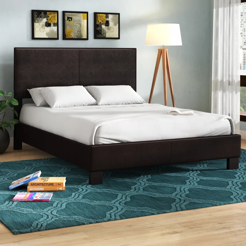 Winston Porter Bernhilde Upholstered Queen Panel Bed Dark Brown