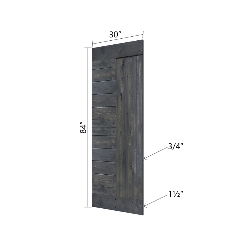 IsLife L Series Paneled Solid Wood Sliding Barn Door with Installation Hardware Kit -Assembly Needed