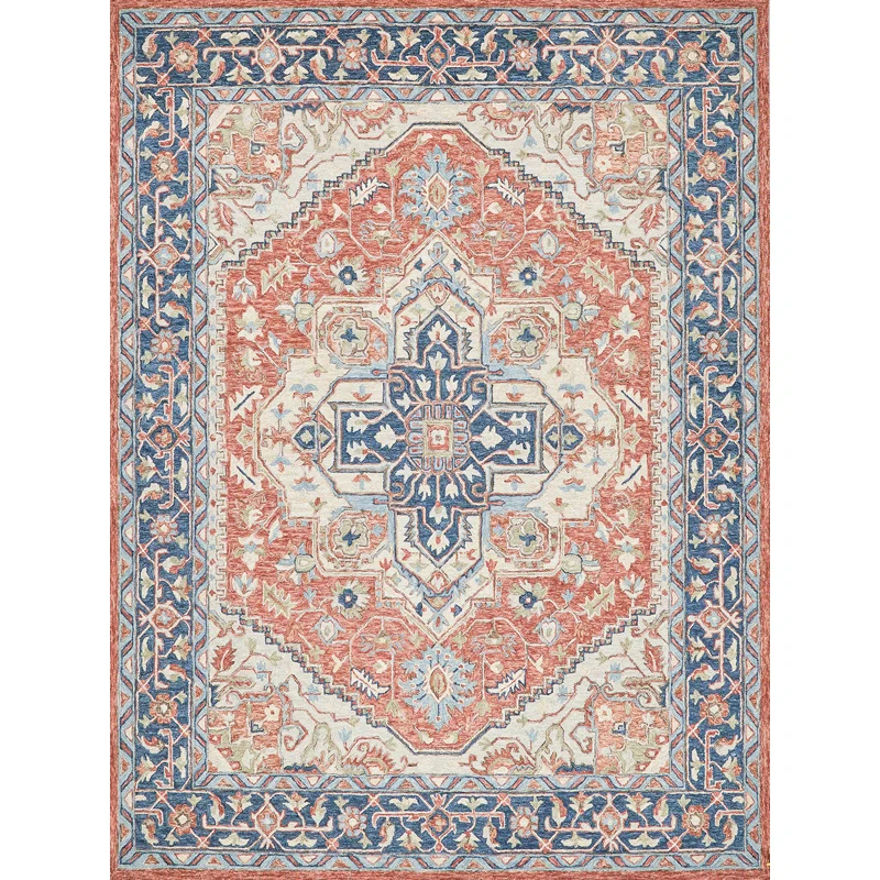 Exquisite Rugs Richmond Serapi Handmade Hand-Tufted New Zealand Wool On Canvas Red/Blue Area Rug