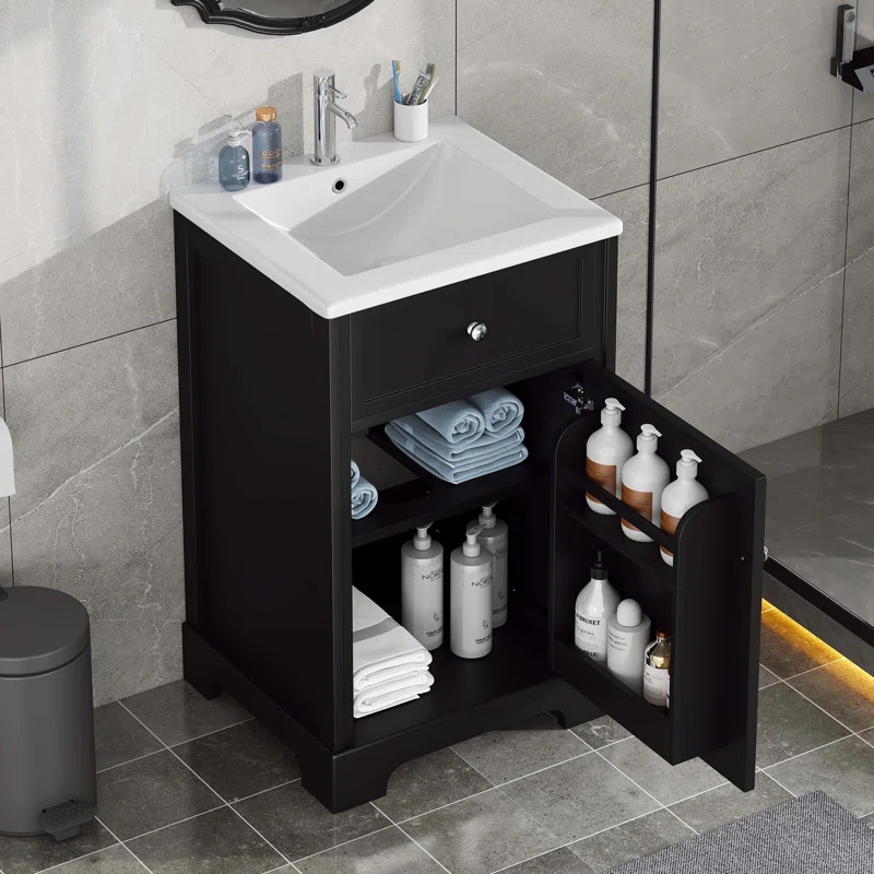 Jeltyprey 20" Bathroom Vanity with Sink, Bathroom Cabinet with Soft Closing Door
