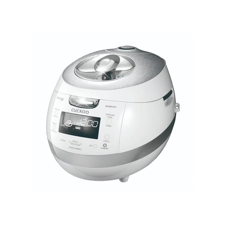 Cuckoo Electronics CUCKOO  6-Cup  Induction Heating Pressure Rice Cooker with Nonstick Inner Pot, 16 Menu Modes, Fuzzy Logic Tech, 3 Voice Guide, Auto Clean (White) CRP-BHSS0609F