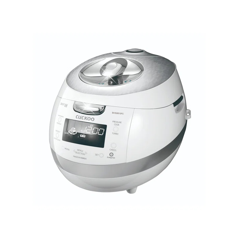 Cuckoo Electronics CUCKOO  6-Cup  Induction Heating Pressure Rice Cooker with Nonstick Inner Pot, 16 Menu Modes, Fuzzy Logic Tech, 3 Voice Guide, Auto Clean (White) CRP-BHSS0609F