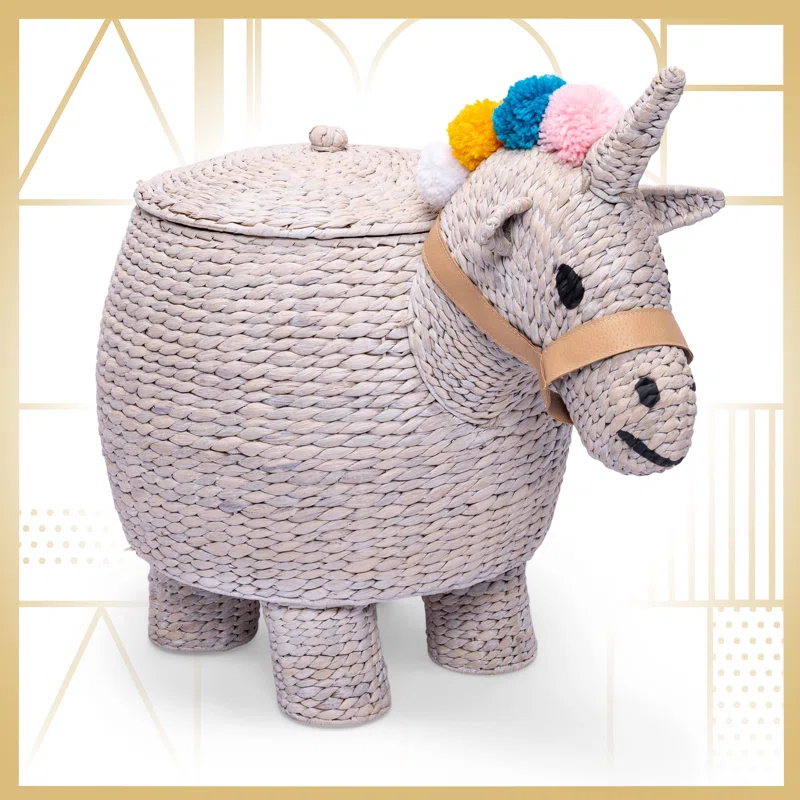Adore Decor Unicorn Laundry Hamper, Child & Pet Safe Toy Basket or Baby Shower Gift, Light Gray