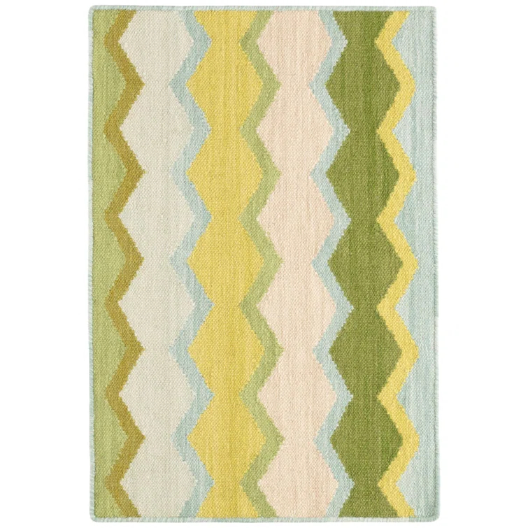 Dash and Albert Rugs Kit Kemp x Annie Selke Safety Net Green Handwoven Wool Rug