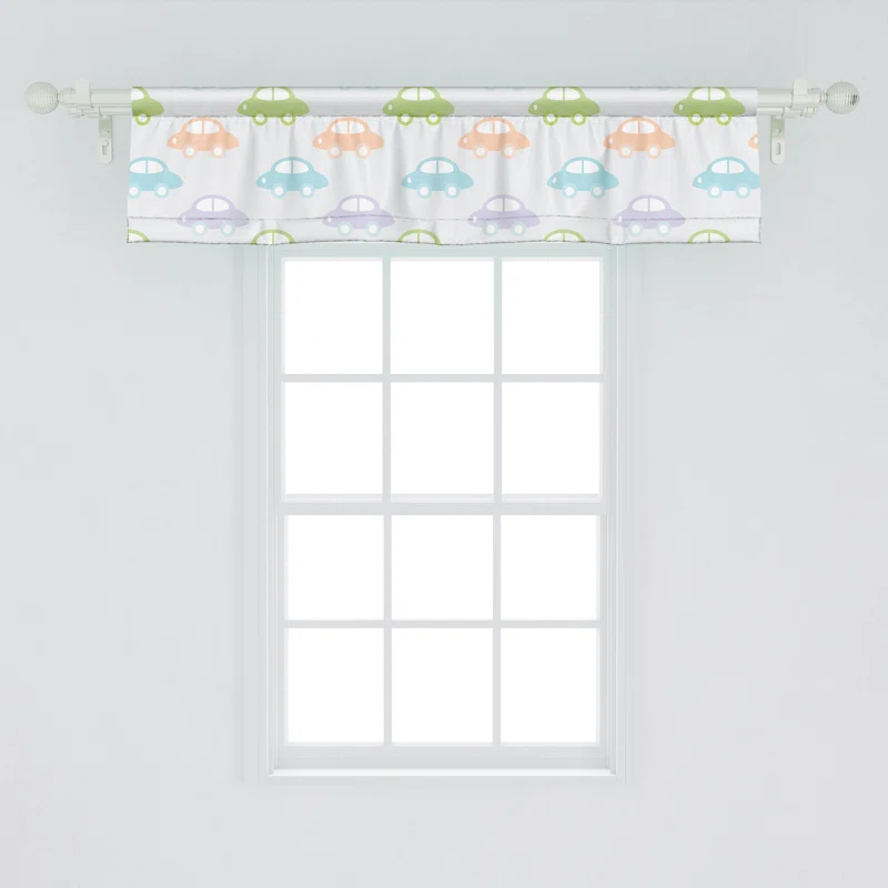 Ambesonne Ambesonne Car Valance Pack of 2 Pastel Cars Pattern Minimalist 47617