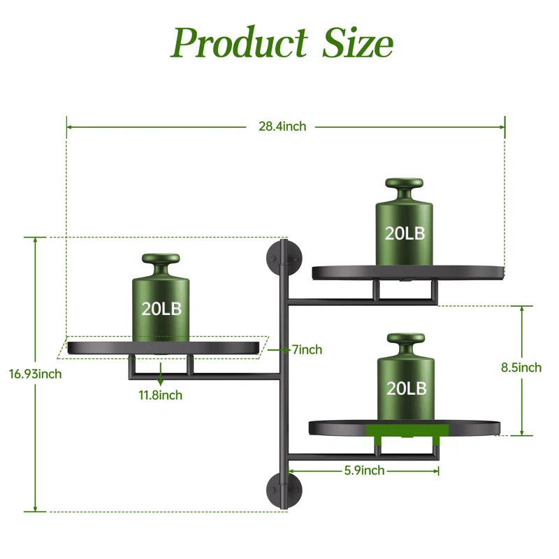Williston Forge Window Sill Rotating Plant Stand Shelf Indoor Black Metal Floating Shelves 3-Tier Wall Mount Plant Holders
