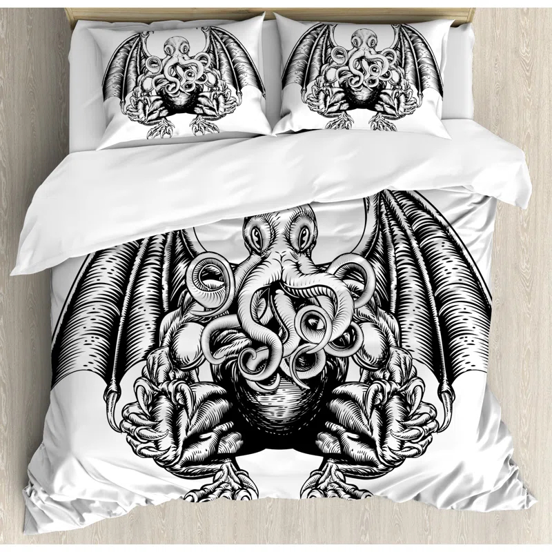 Ambesonne Kraken Modern & Contemporary Duvet Cover Set