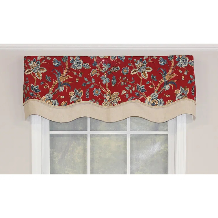 RLF Home Gianna Glory Floral Cotton Scalloped 50'' W Window Valance