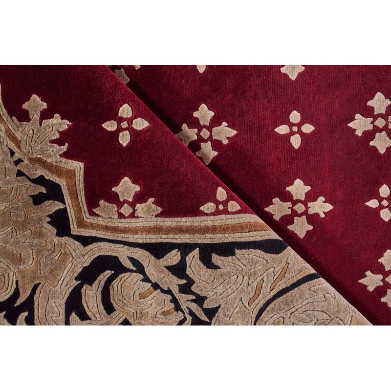 EXQUISITE RUGS One-of-a-Kind 9'1" X 10' Wool Area Rug Red/Black/Brown