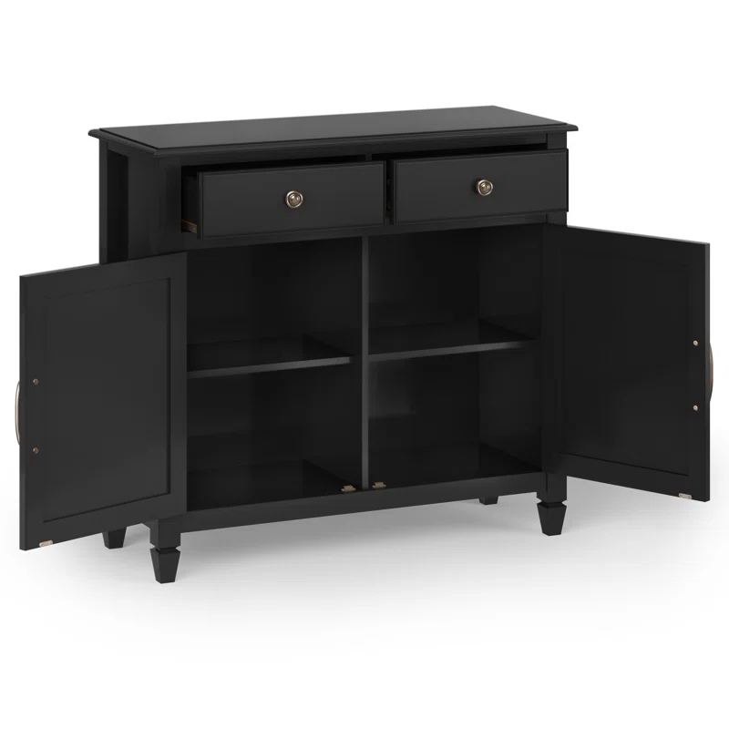 Simpli Home Connaught Solid Wood 2 - Door Accent Cabinet Entryway Storage Cabinet