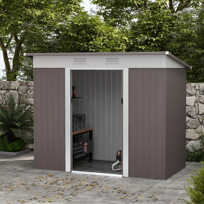 8 ft. W x 4 ft. D Galvanized Steel Storage Shed