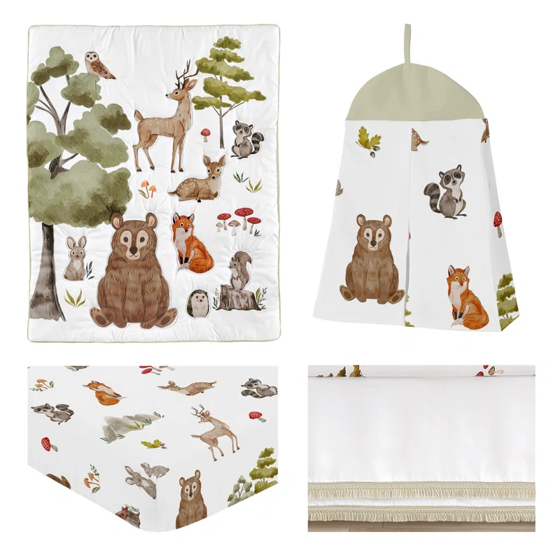 Sweet Jojo Designs Watercolor Woodland Forest Animals 4 Piece Crib Bedding Set by Sweet Jojo Designs