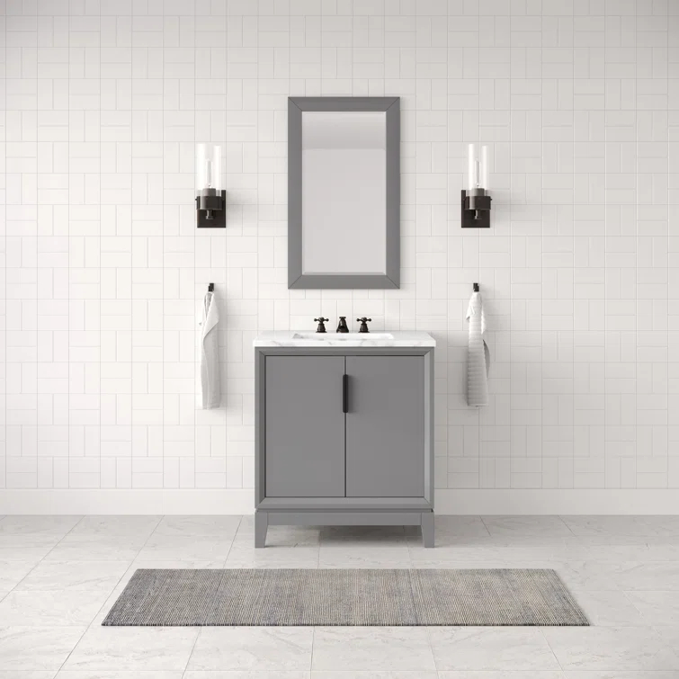 Elizabeth 30" Cashmere Grey Single Bathroom Vanity with Carrara Marble Top