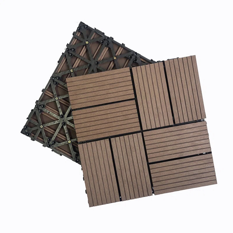 Wood Garden Wood Plastic Composite Deck Tiles, Composite Decking Resist Rust, Water, Weather, Indoor&Outdoor, DIY Interlocking Decking Tiles, Floor Tile(Set of 20)