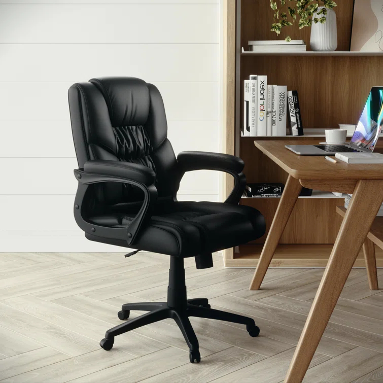 Flash Furniture Big & Tall LeatherSoft Ergonomic Office Chair with Padded Armrests