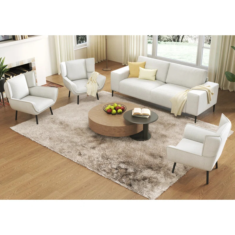 Wade Logan® Brynnly 89 in Comfy Sofa Couch with Extra Deep Seat 3 Seater Sofa Chair Set for Living Room
