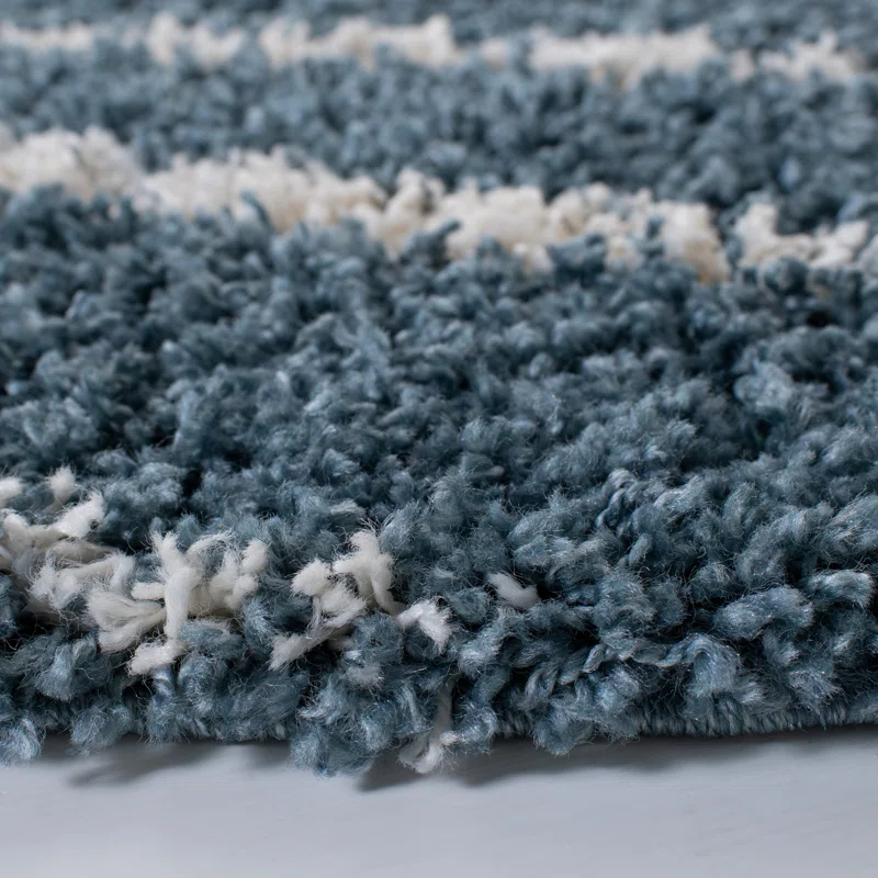 Breakwater Bay Evgeniy Venus Shag 600 Performance Striped Rug