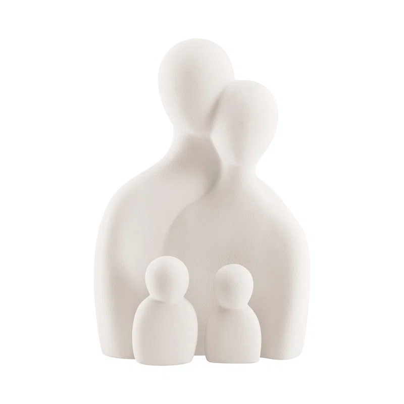 Wrought Studio™ Hans Cream Abstract Nesting Three Piece Family Of 4 Decorative Accent Matte Ceramic Sculpture Figure Set