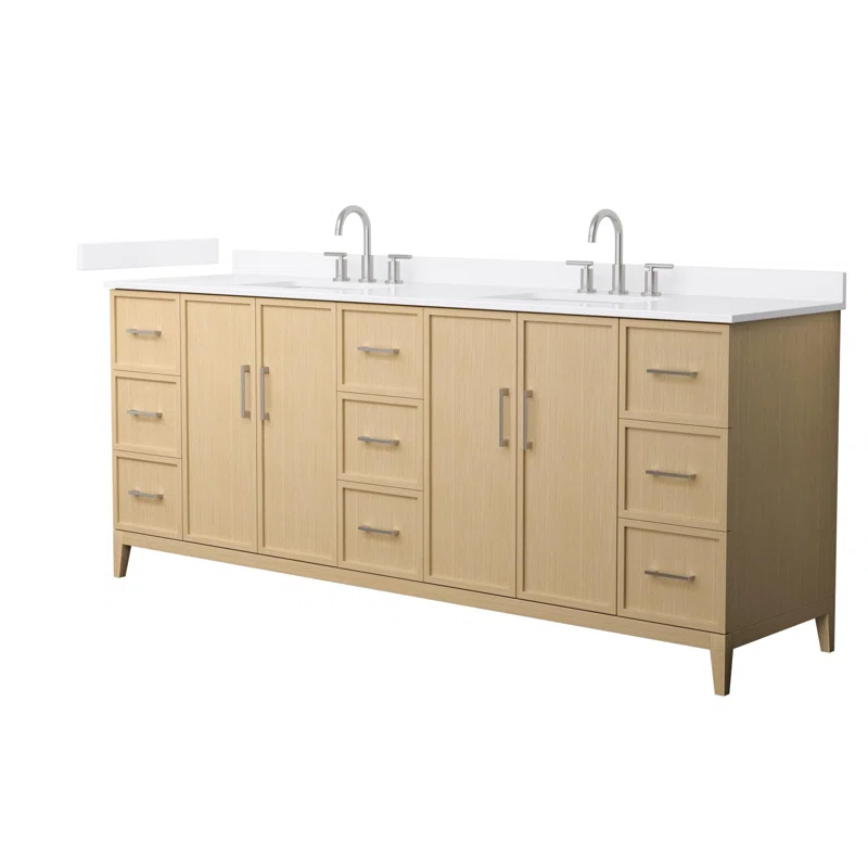 Wyndham Collection Elan 84'' Double Bathroom Vanity with Quartz Top