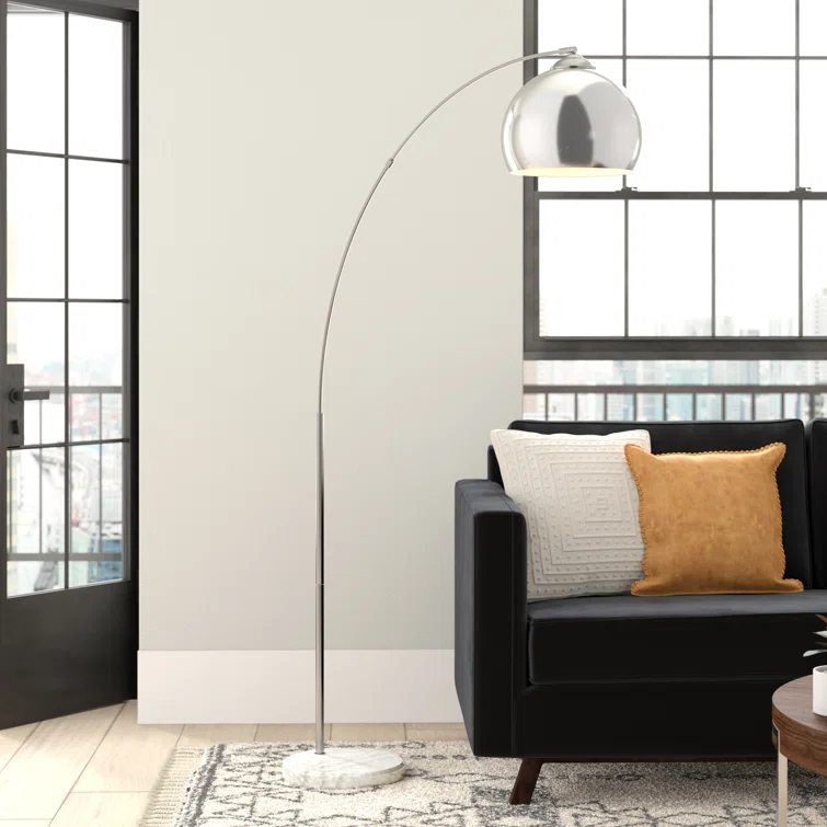 Wrought Studio™ Perlis 66.93" Arc Floor Lamp with Solid Marble Base