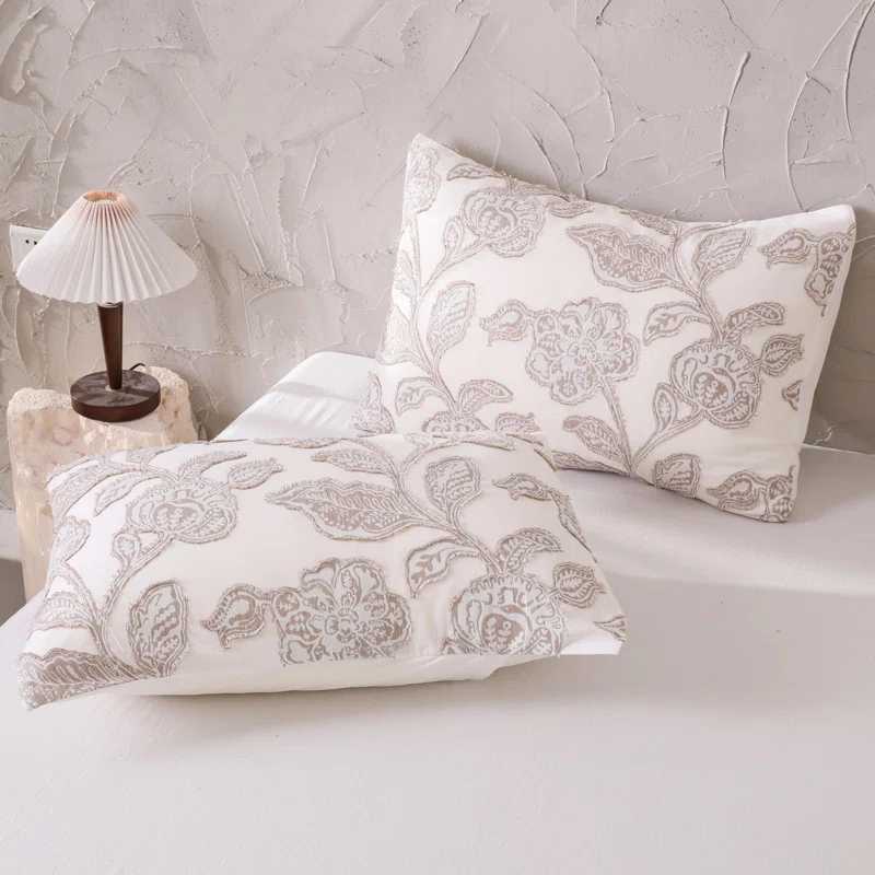 Cotton Clipped Jacquard Jacobean Floral Duvet Cover Set