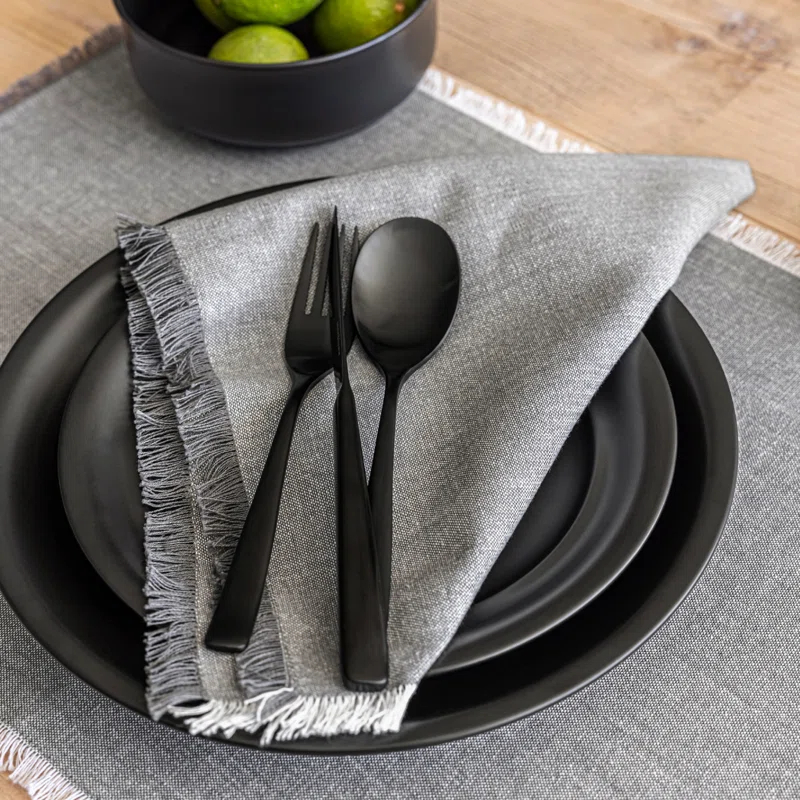 over&back over&back Woven Frayed Chambray Cotton Cloth Napkins