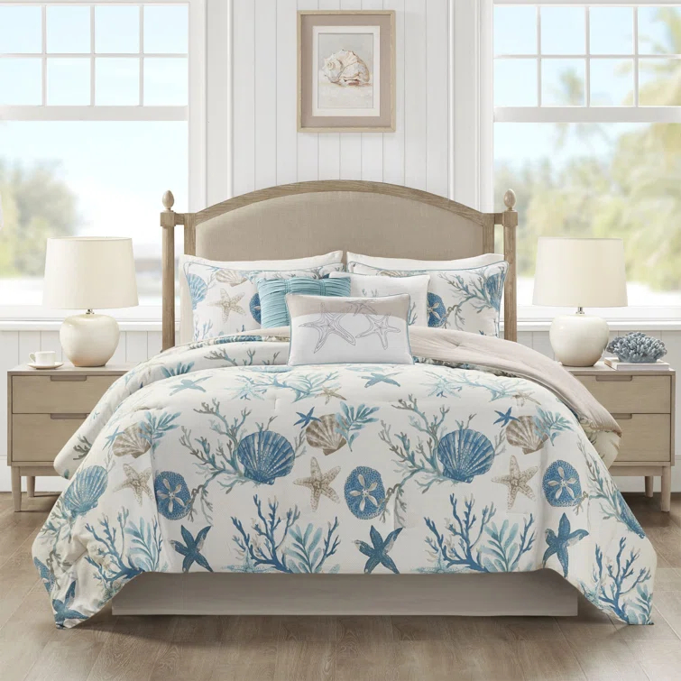 Madison Park Pebble Beach 7 Piece Cotton Sateen Comforter Set