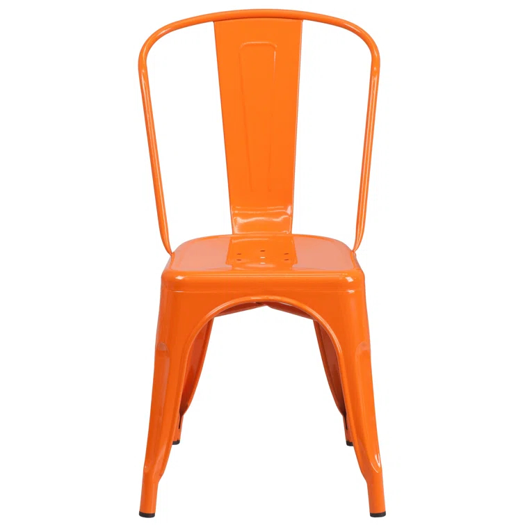 Flash Furniture Hucheson Metal Indoor-Outdoor Stackable Chair - Restaurant Chair - Bistro Chair (Set of 4)