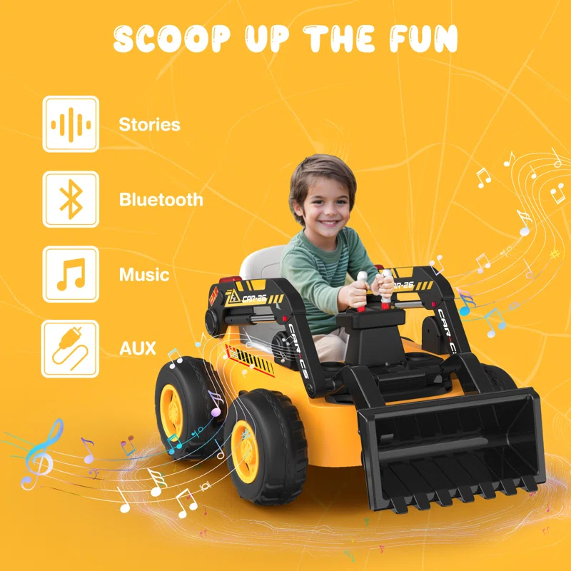 LIGIANT Ligiant Ride On Bulldozer, Kids Ride On Toy With Motorized Front Loader, 4wd Motors, Large 12v 10ah Battery, Bluetooth, Remote Control, Ages 3+