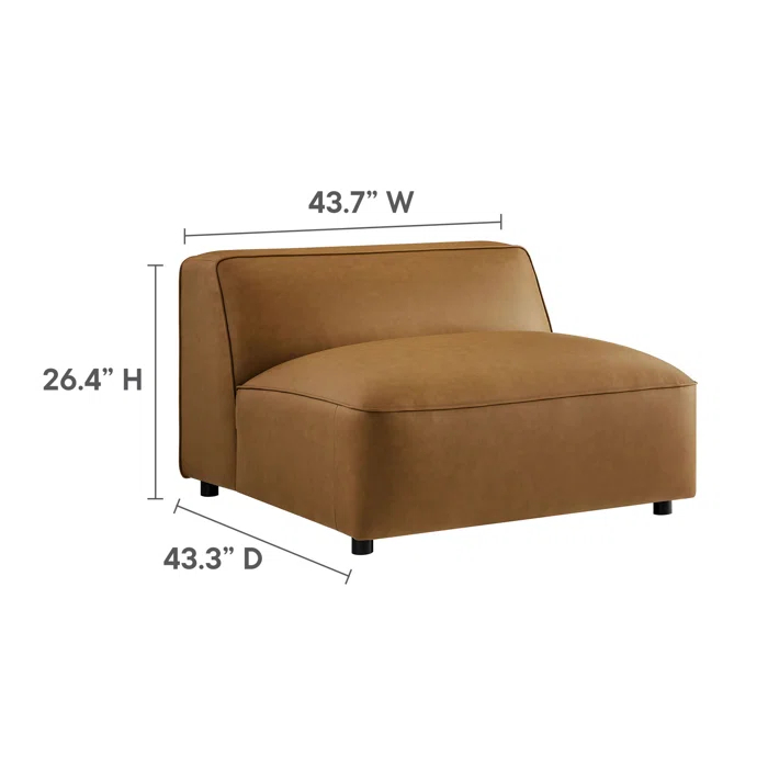 Modway Auren 6-Piece Upholstered Vegan Leather Modular Sofa