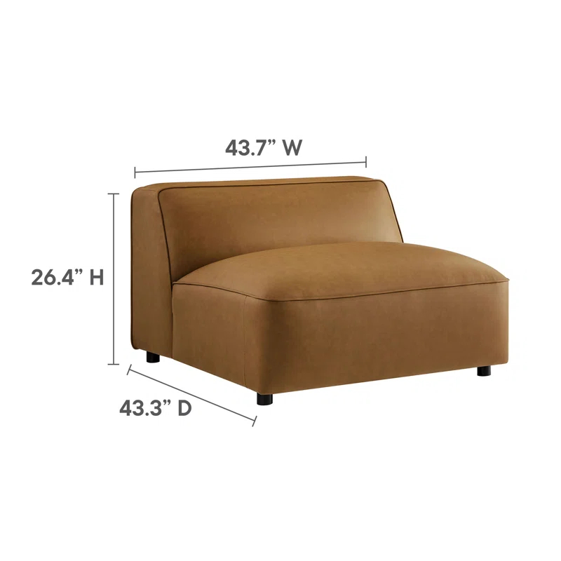 Modway Auren 6-Piece Upholstered Vegan Leather Modular Sofa