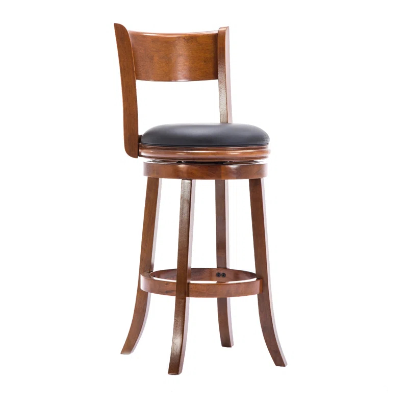 Benjara Swivel Solid Wood Counter Stool