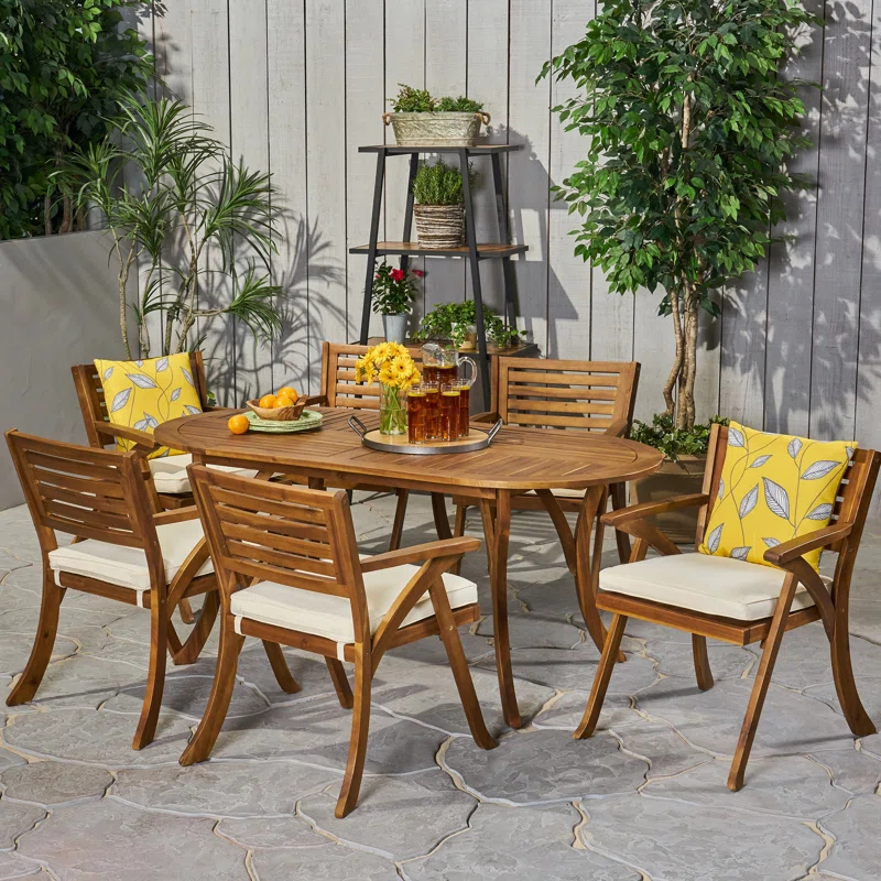 Rosecliff Heights Jon 7 Piece Dining Set with Cushions
