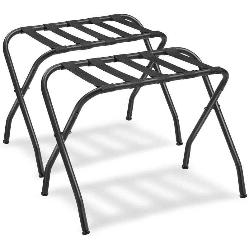 BINO Luggage Rack, Pack Of 2, Luggage Racks For Guest Room, Suitcase Stand, Steel Frame, Foldable, For Bedroom, Black