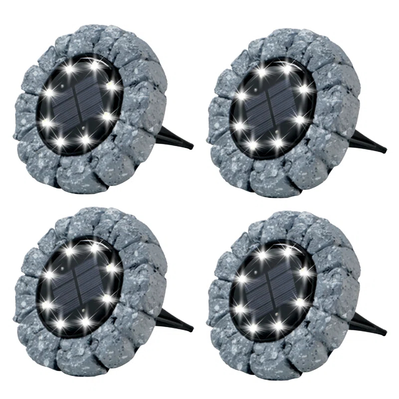 Bell + Howell Stone Low Voltage Solar Powered Integrated LED Pathway Light Pack (Set of 4)