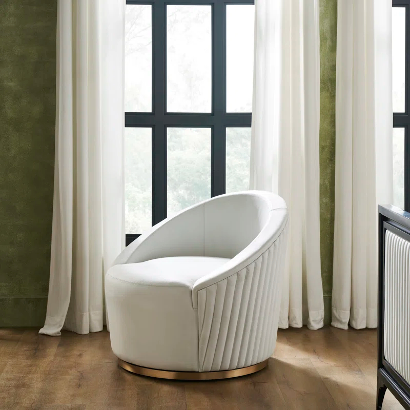 Orchids Lux Home Dawson Leather Swivel Chair Black