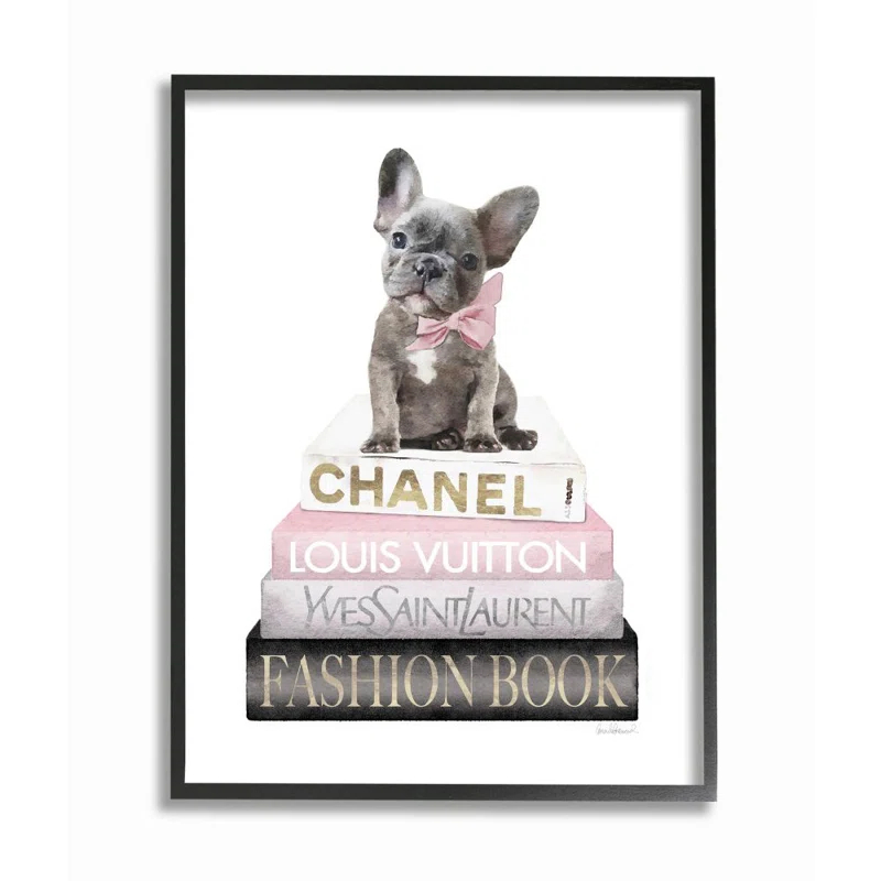 Stupell Industries " Dashing French Bulldog And Iconic Fashion Bookstack "