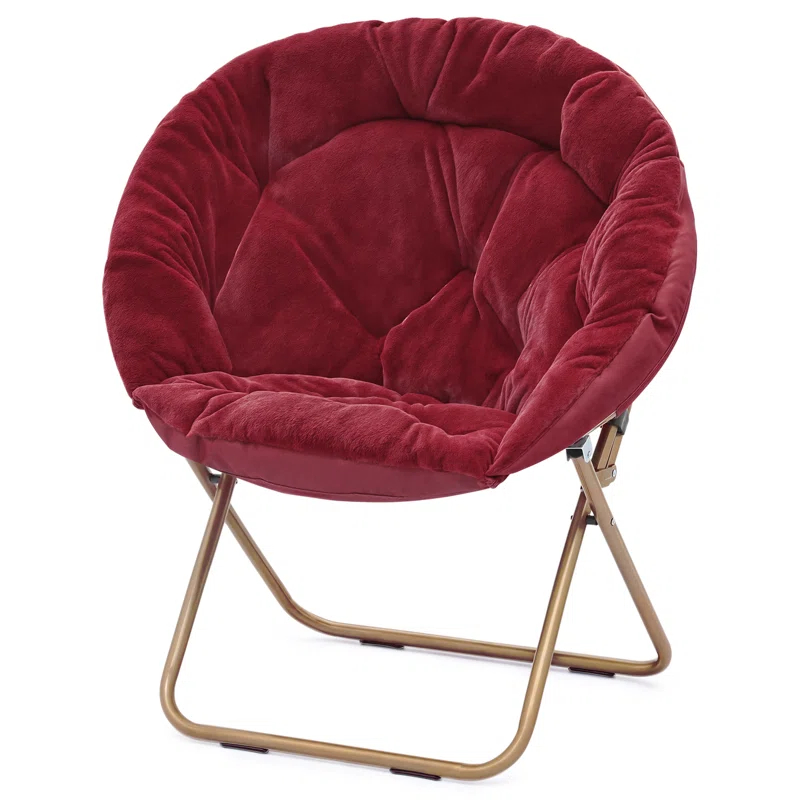 Mercer41 Amey Foldable Round Saucer Chair Portable Dorm Chair Lounge Chair Accent Chair for Bedroom Living Room